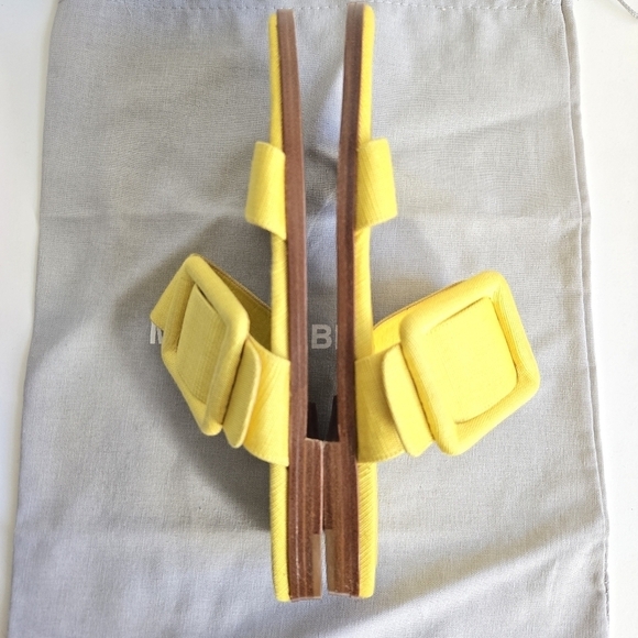 New Manolo Blahnik Tituba Buckle Dual Band Fabric Linen Sandals 7 US/37 IT - Picture 8 of 10